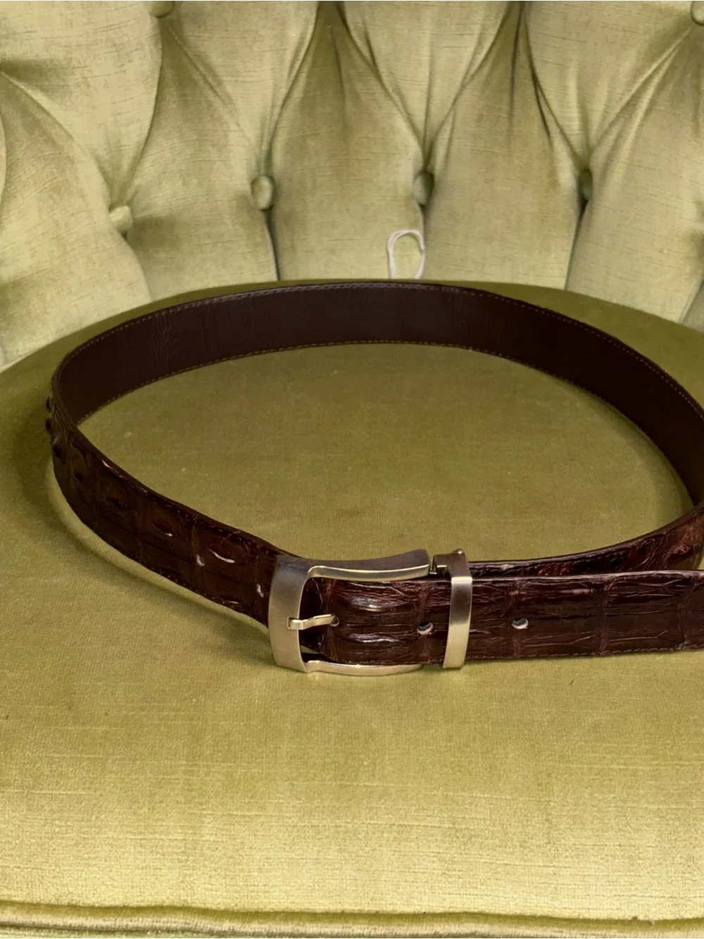 Genuine Exotic Horned Caiman  Western Belt with Buckle - Brown 36